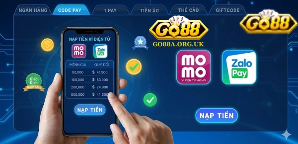 Nạp tiền GO88: Cách nạp tiền nhanh, an toàn đúng cổng game chính hãng 3 go88 momo