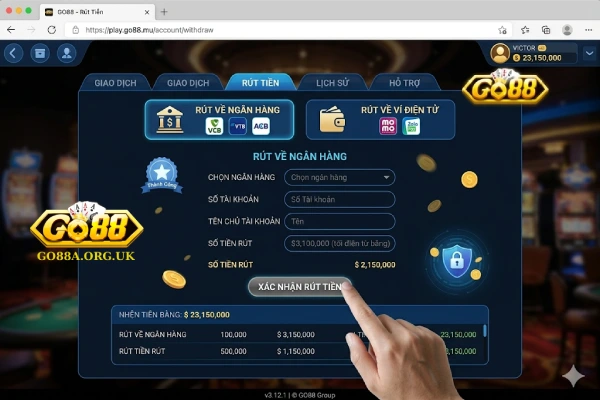 Rút tiền GO88: Mẹo rút tiền nhanh và an toàn qua USDT, ví momo 3 rut tien go88