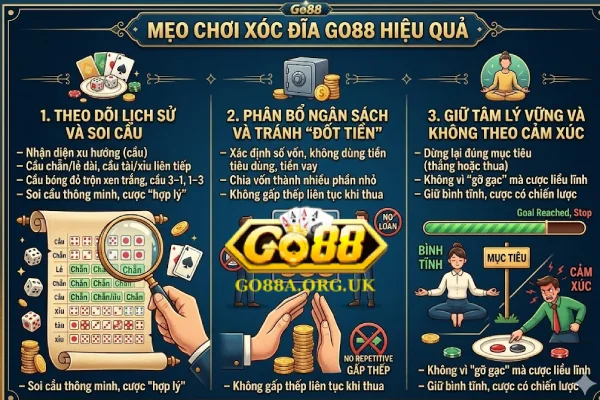 Xóc đĩa go88: cách chơi và lưu ý khi chơi 3 xocdiago88